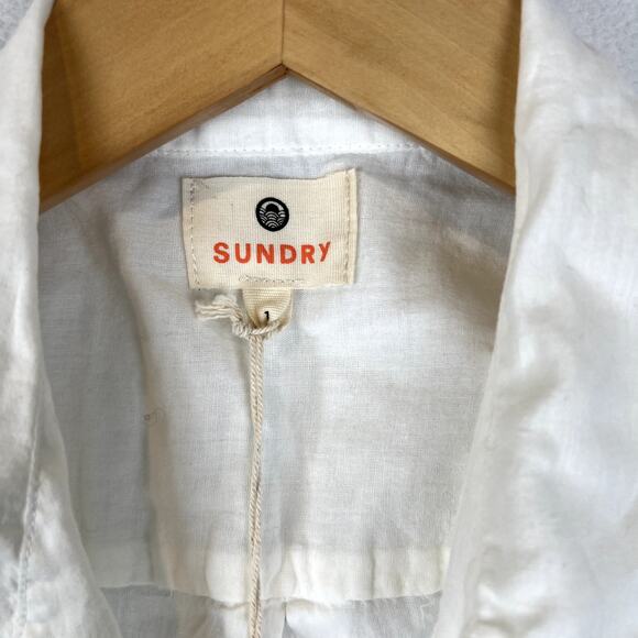 NWT Sundry Sleeveless Shirt Womens Size 1 Button Front Blouse‎ Tank 100% Cotton - Picture 3 of 8